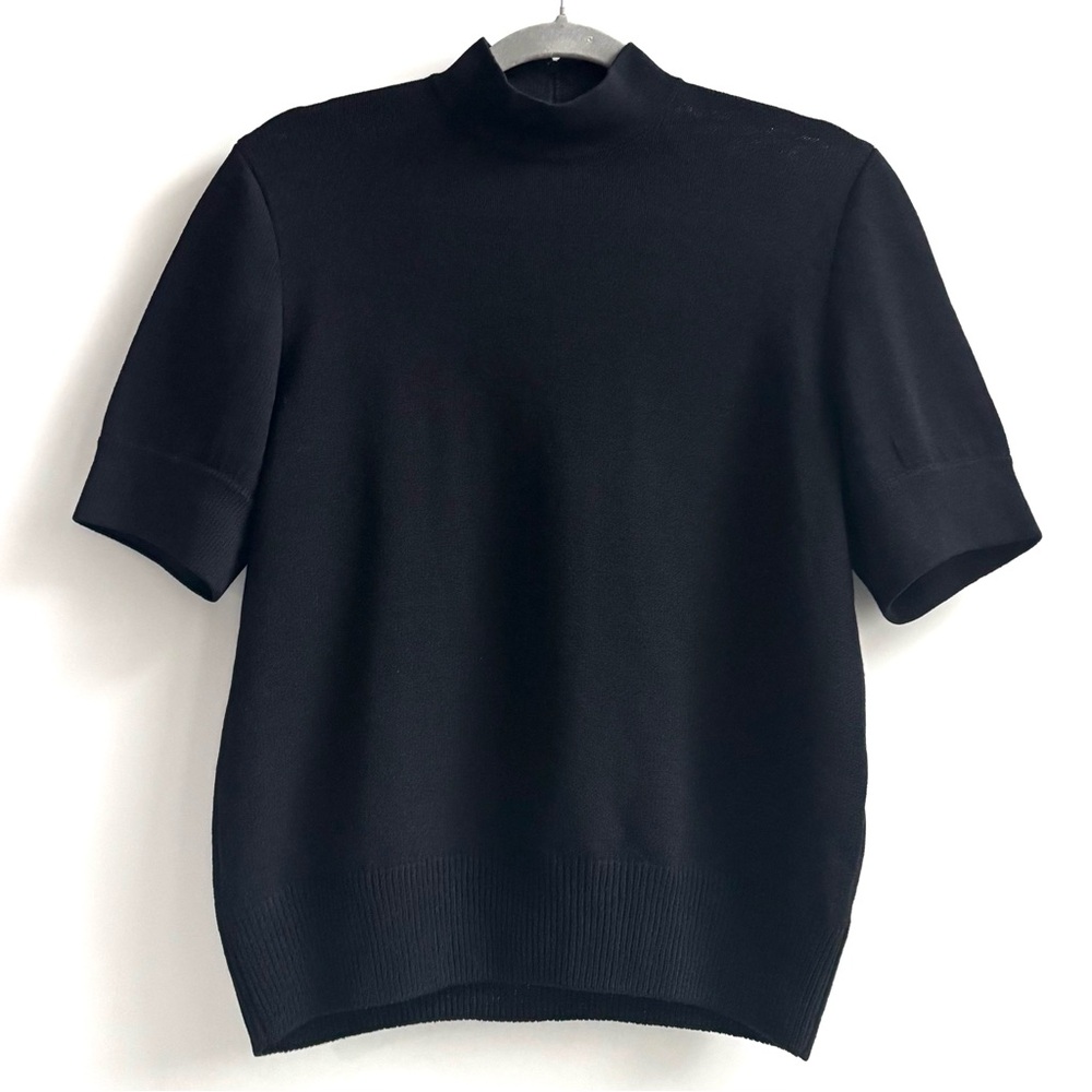 St. John Santana Black Knitwear Shortsleeve Top Blouse Small